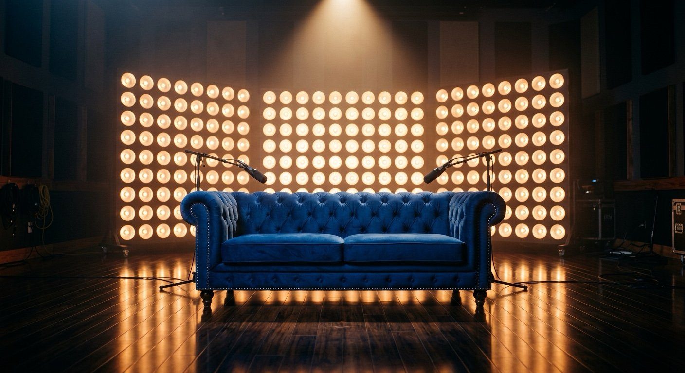 The Reallyfe Blue Couch on set